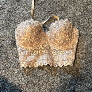 Windsor Lace Crop Top in Beige